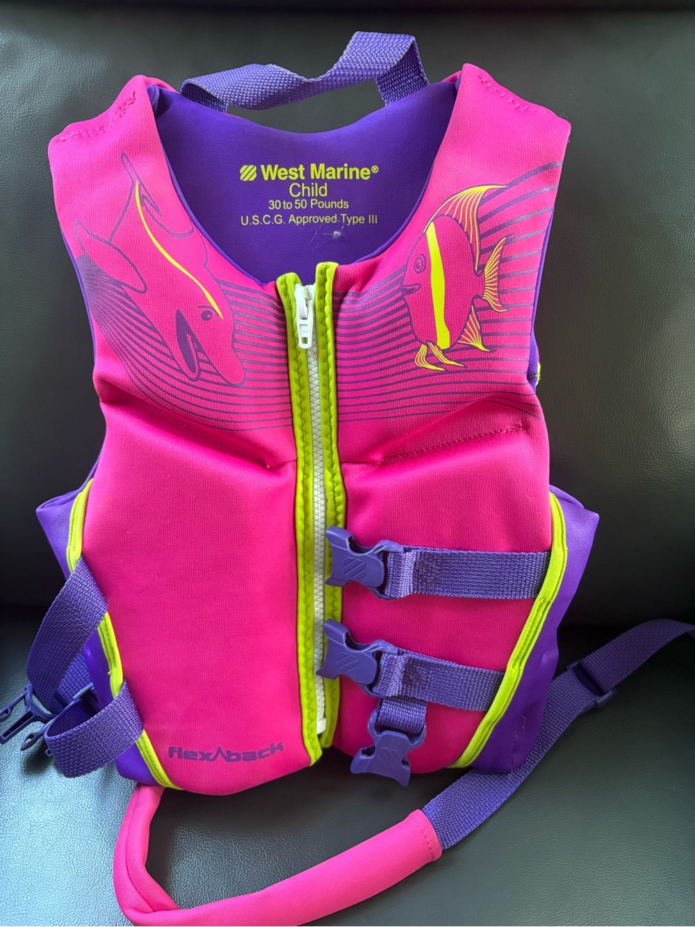 West Marine Child Pink & Purple Swim Vest with Zipper